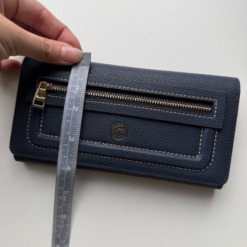 NEW Renzo Costa Navy Leather Fold Over Wallet - Picture 7 of 7